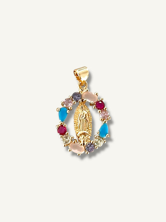 Medalla Virgen Milagrosa piedras semipreciosas