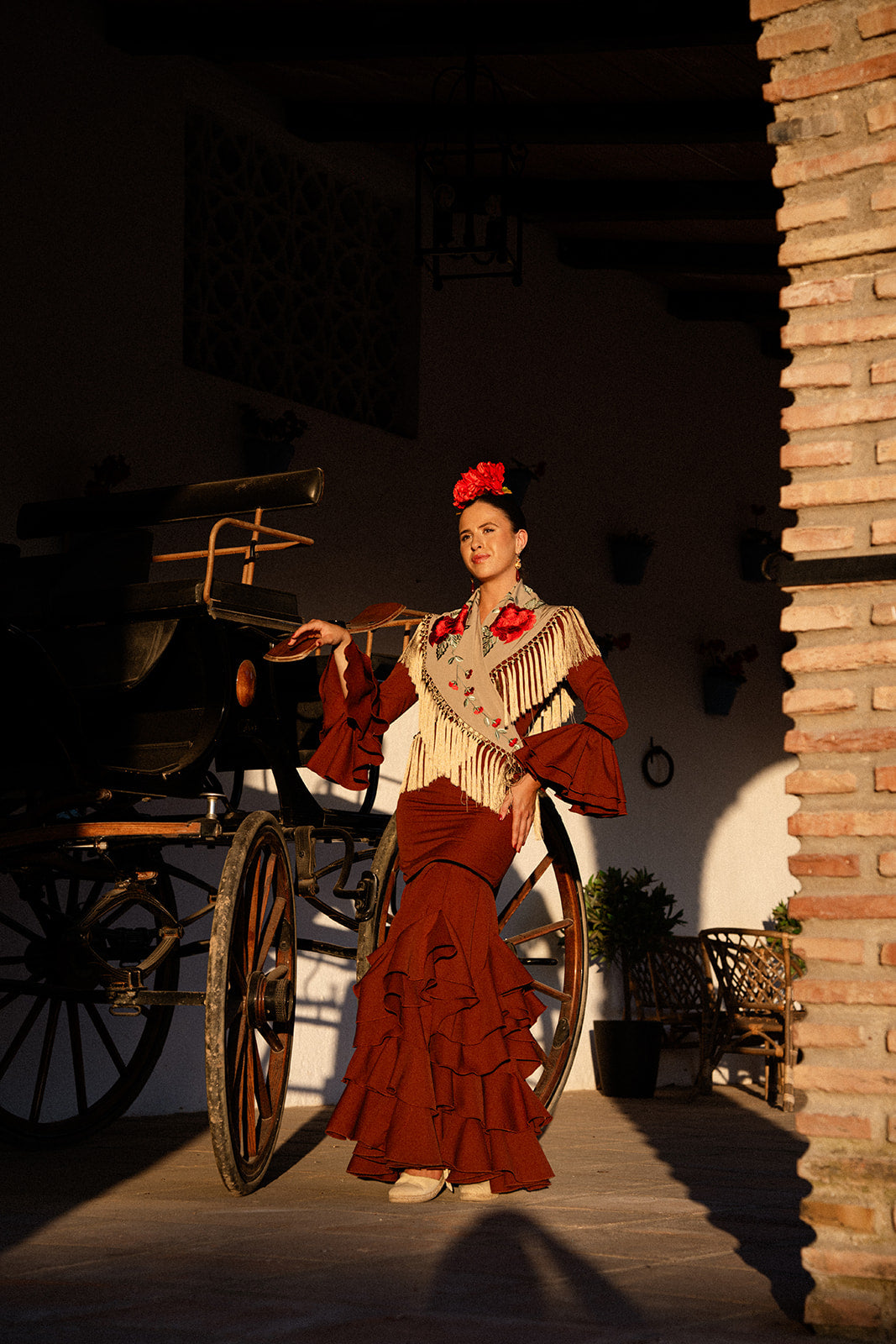 Traje de flamenca - Modelo Catalina Marron y Negro