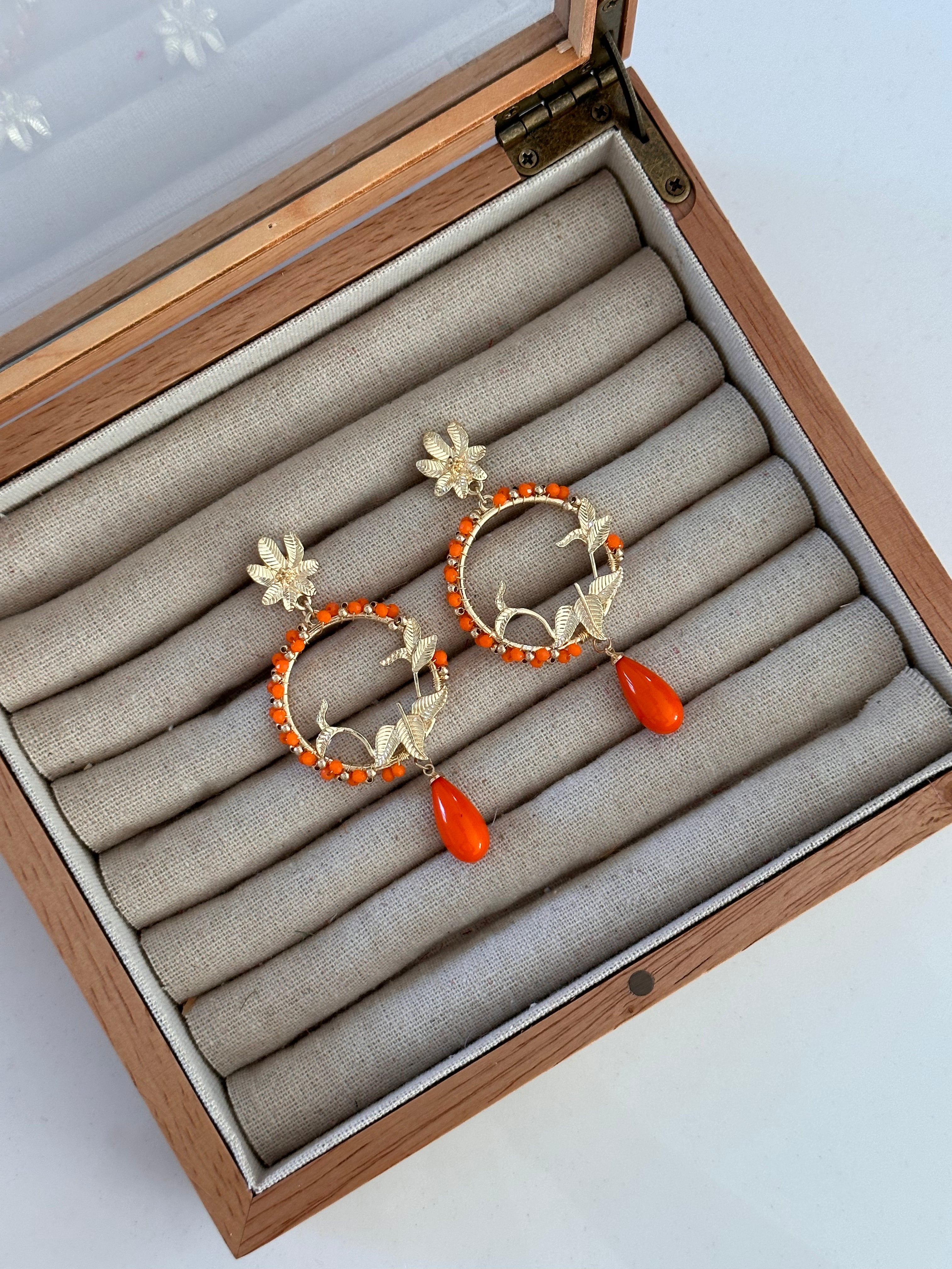 Pendientes selva naranja