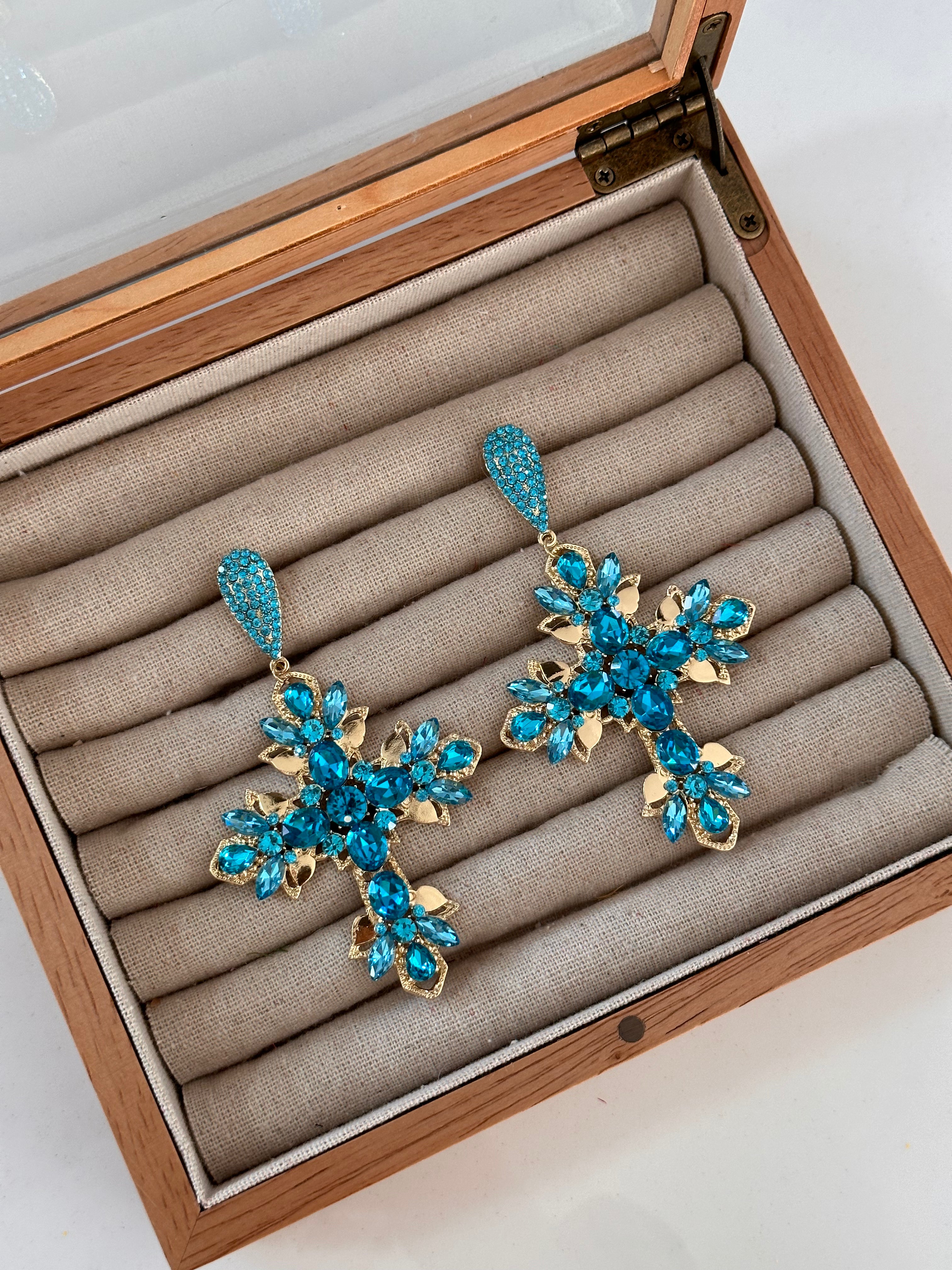 Pendientes Cruz Mayo Azul