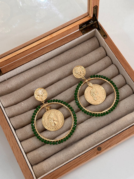 Pendientes monedas verdes